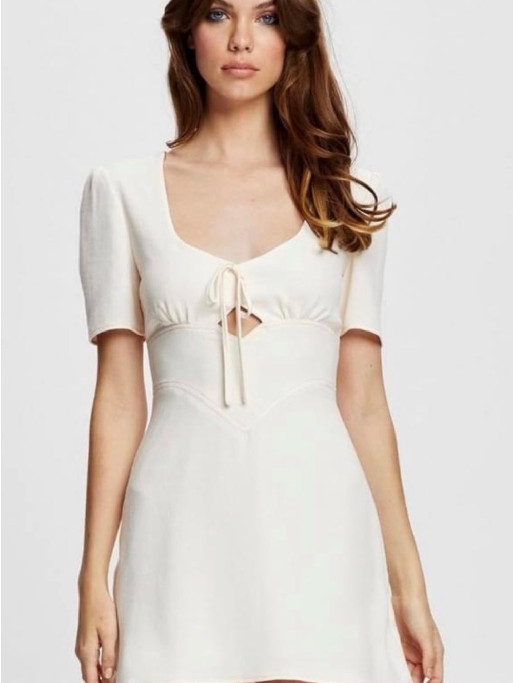 Alice McCALL Peach Mini Dress with Tie-Front, Size 4